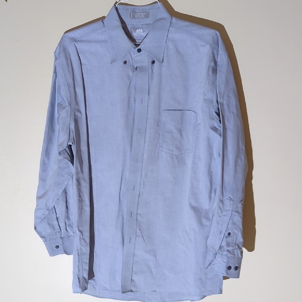 Stafford Executive Gray Cotton Shirt Size 17-34/35 - Picture 2 of 8